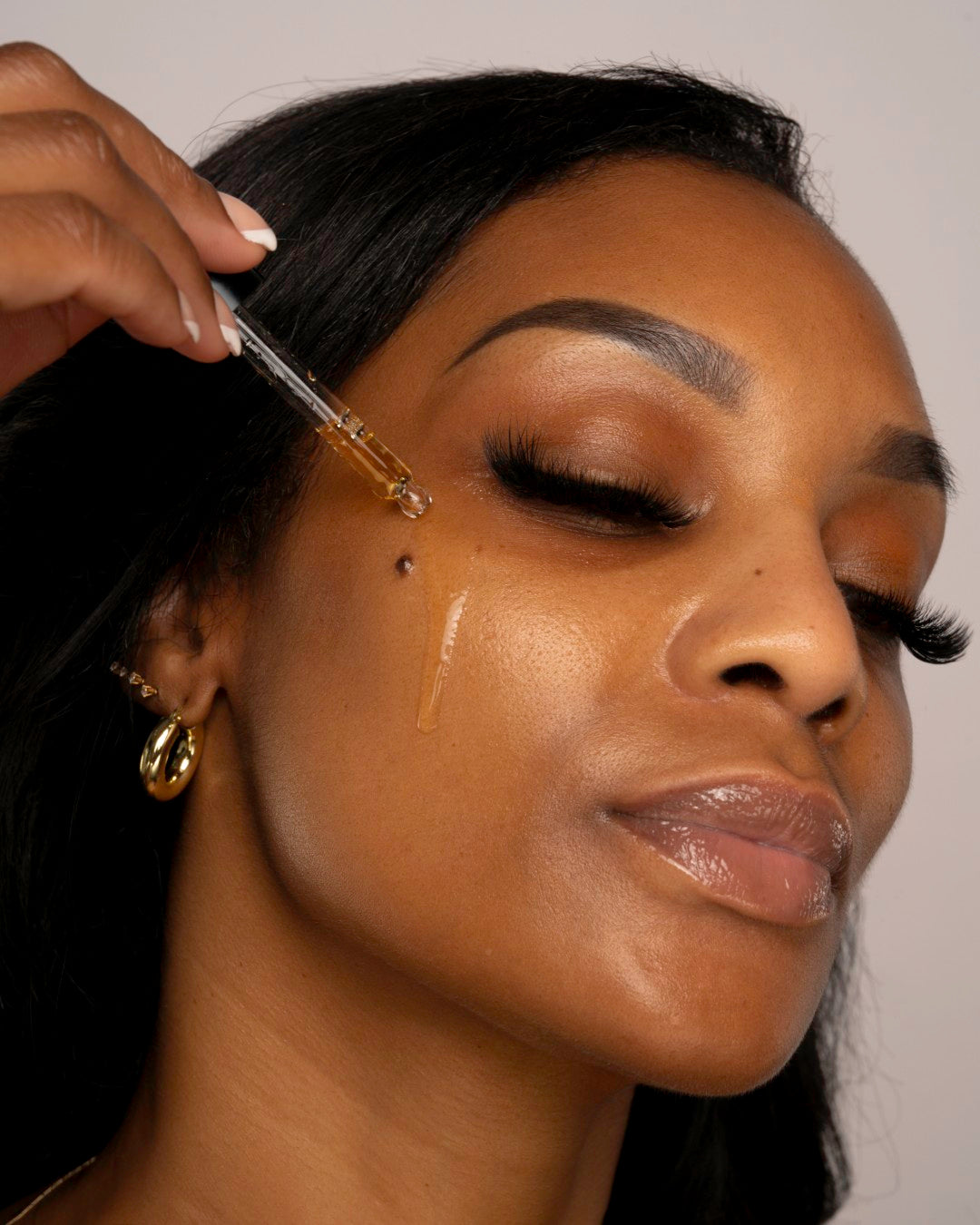 Close-up of radiant melanin-rich skin